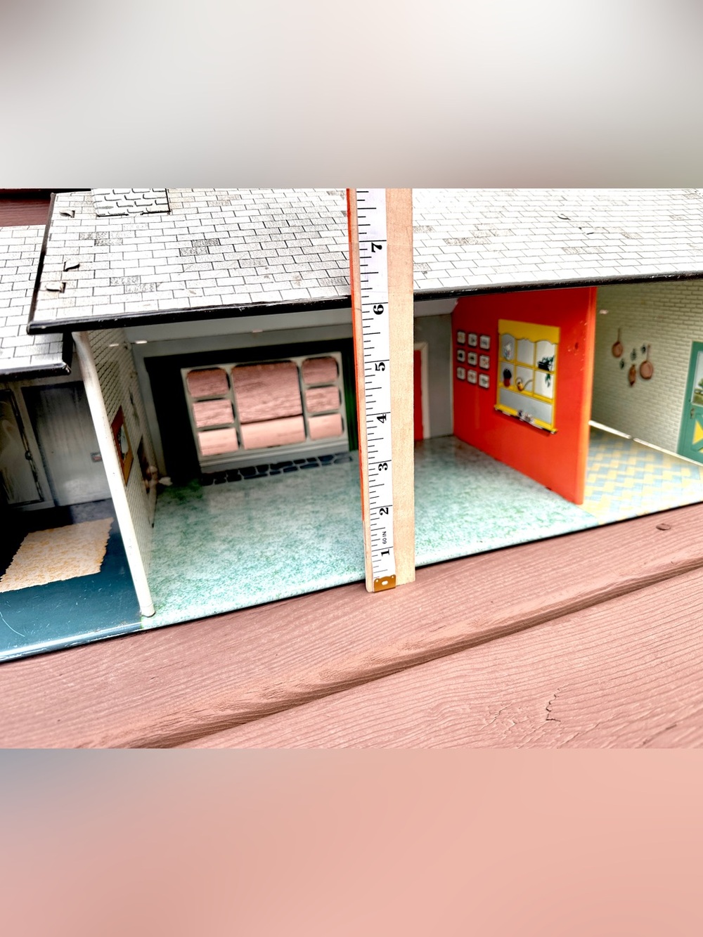 Mid-Century Modern Ranch & Patio Marx Tin Dollhouse by Marx Toys 50’s Tin Litho - Picture 12 of 12